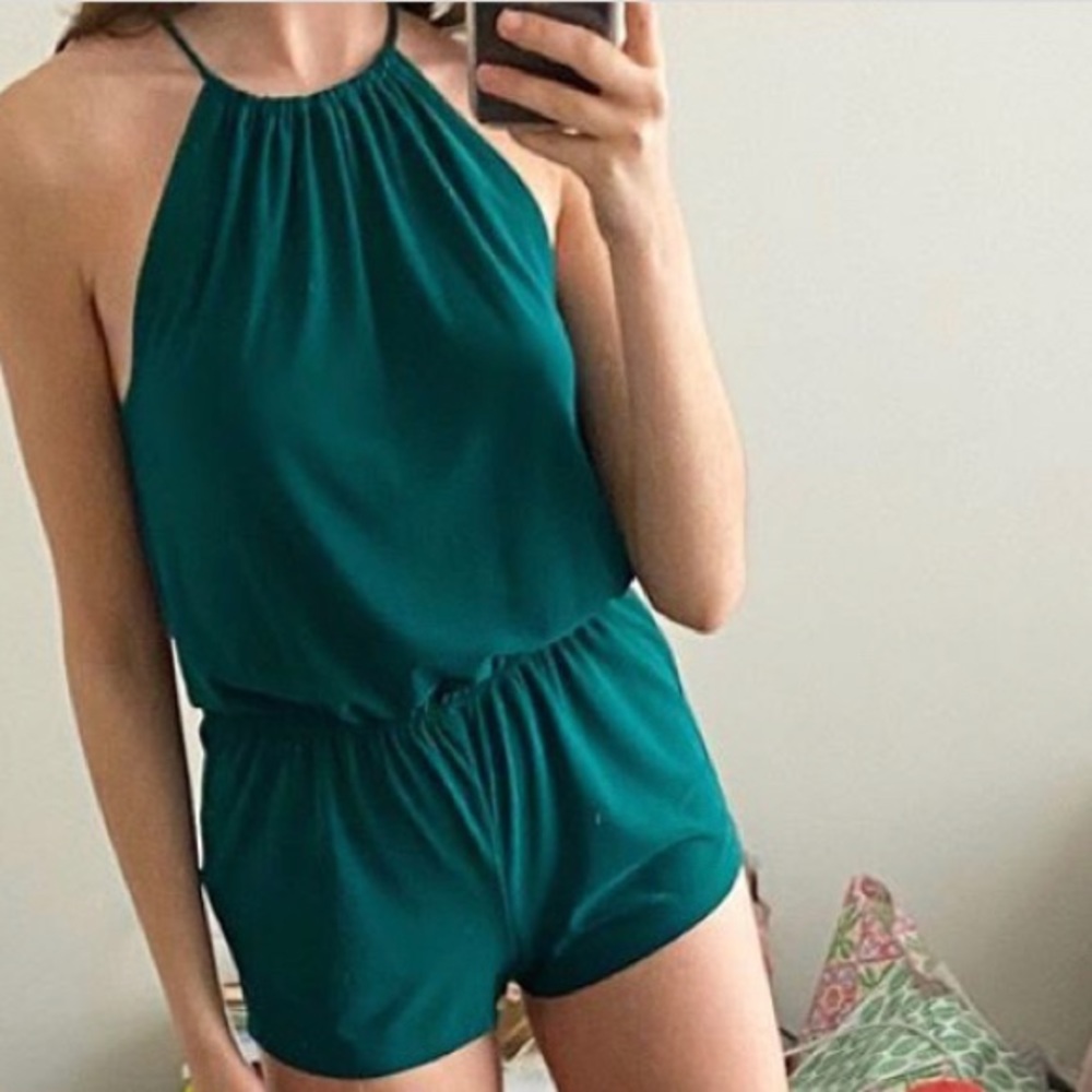 Emerald Green Romper with Tie Detail